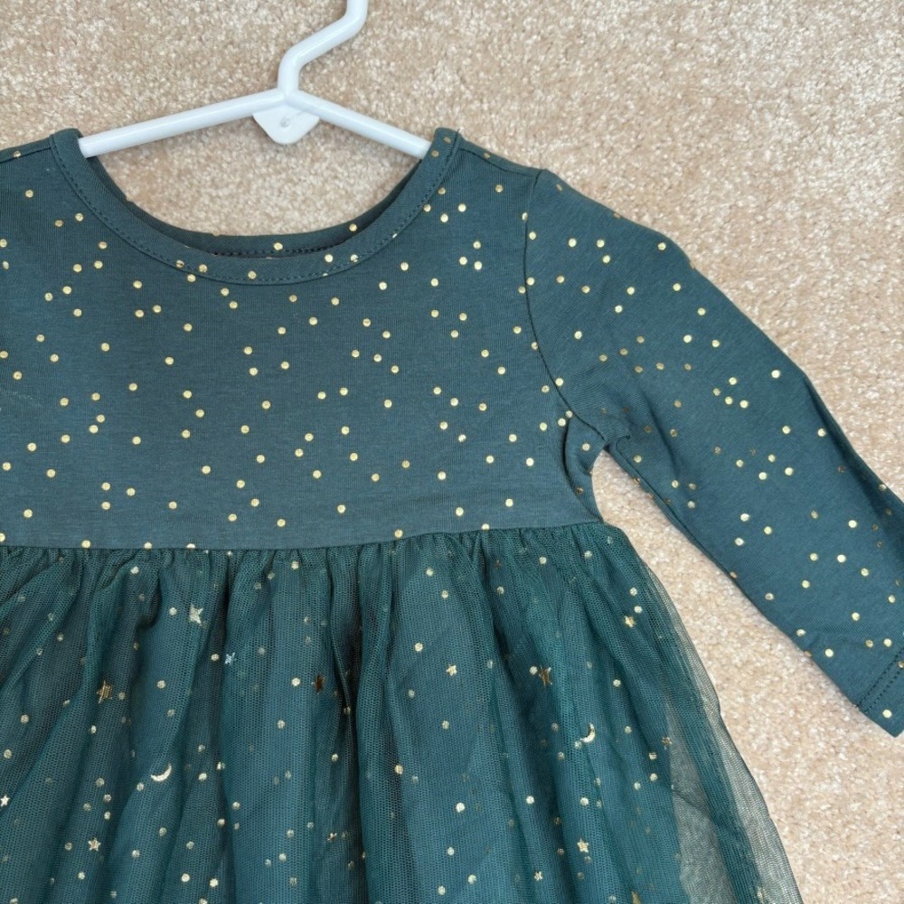 Hanna Andersson Green Christmas Dress Size 6-12 Months 70cm 6M 12M Long Sleeve